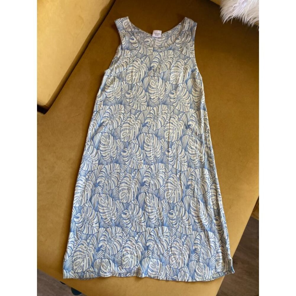 Makai Beach Hawaii Sleeveless Tropics Leaf Print Dress
